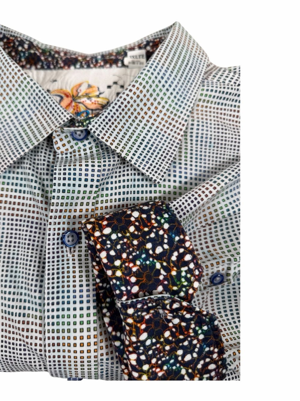Robert Graham Flip Cuff Shirt 3XLT Tall Multi-grid Pattern Designer